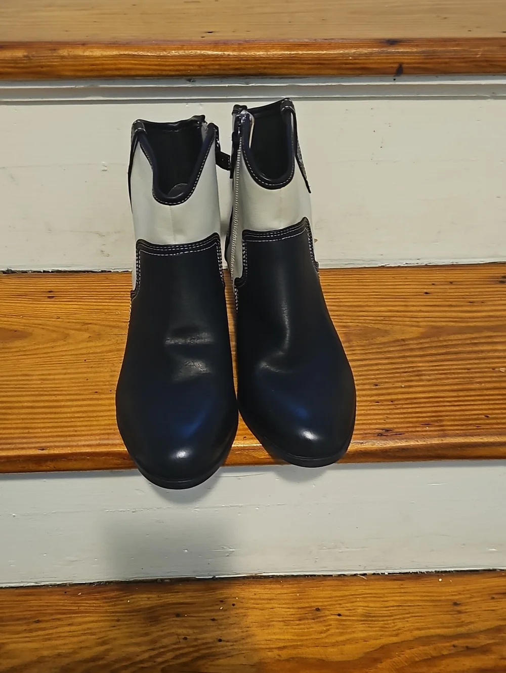 Dr. Scholl's Black and Cream Western Ankle Boots